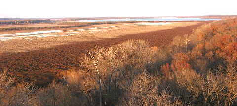 Photo of a shallow lake in the fall - Photo credit:  U.S. Fish and Wildlife Service