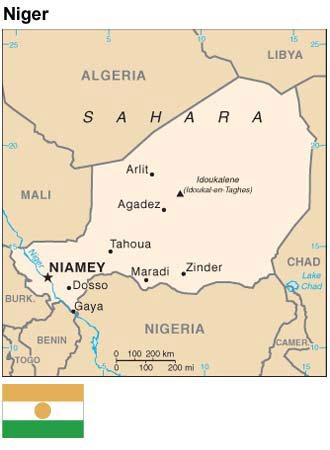 Map and flag of Niger.