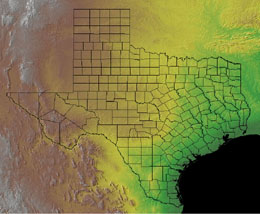 Topographic Map of Texas