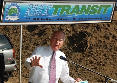 Senator Leahy is shown at the groundbreaking for a new transit facility for Connecticut River Transit in Rockingham.