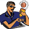 Illustration of man applying suntan lotion