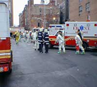 Photograph of Emergency personnel at hazardous material scene.