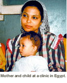 Mother and child at a clinic in Egypt