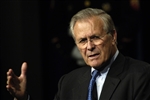 RUMSFELD ADDRESSES THE AUDIENCE - Click for high resolution Photo