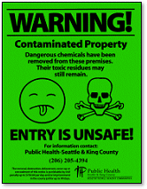 Contaminated property warning sign