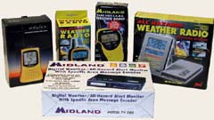 Different models of NOAA Weather Radio.