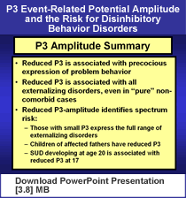 link - powerpoint presentation: p3 event-related potential amplitude and the risk for disinhibitory behavior disorders