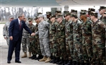 BUSH GREETS U.S. TROOPS - Click for high resolution Photo