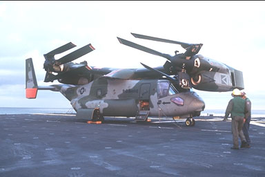 The V-22 Osprey is a multi-mission aircraft that combines vertical take-off and landing capability with high speed, high altitude flight 