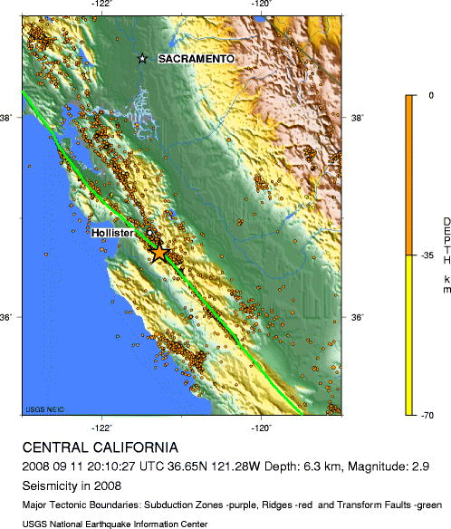 Seismicity in 2008