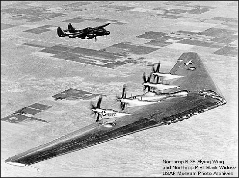 B-35 flying wing and P-61