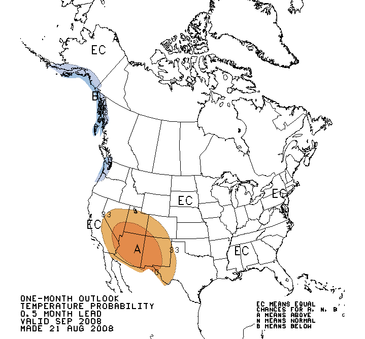 Temperature outlook for next month