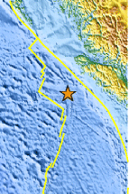 Small map showing earthquake