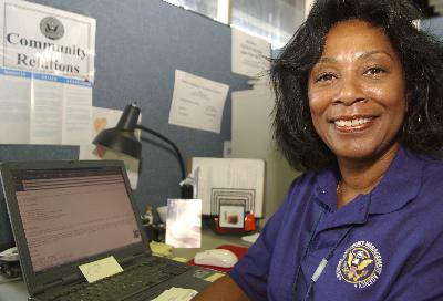 New York, NY, November 2, 2001 -- Jacqueline McBride, FEMA Community Relations External Liaison, coordinates field personnel who bring disaster relief information to those affected by the World Trade Center tragedy.  Photo by Larry Lerner/ FEMA News Photo