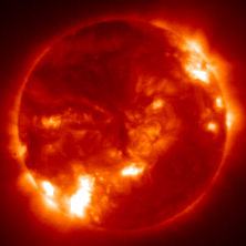 First released image from the NOAA GOES-12 Solar X-ray Imager (SXI) on September 7, 2001, courtesy of NOAA Space Environment Center