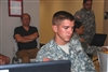 U.S. Army Pvt. Curry is one of the Texas Army National Guardsmen entering patient information in database for evacuees who will need medical attention, Aug. 31, 2008.