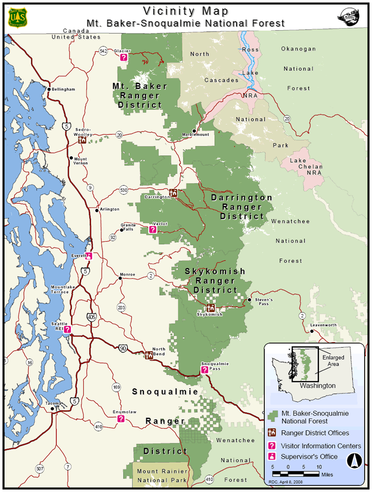 [Graphic]:Color Map of the Mt. Baker-Snoqualmie National Forest.