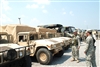 Soldiers of the Louisiana National Guard’s 256th Infantry Brigade Combat Team stage their vehicles next to the Ernest Morial Convention Center in New Orleans, Aug. 30, 2008. The soldiers are activated for security missions in support of operations throughout the state in preparation for the arrival of Hurricane Gustav. 