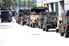 Members of the Louisiana National Guard’s 256th Infantry Brigade Combat Team stage their vehicles in Lot J next to the Ernest Morial Convention Center, Aug. 30, 2008.  
These soldiers are activated for security missions in support of hurricane operations throughout the state. 