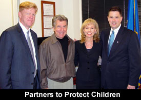 Pictured, left to right, are Andy Oosterbaan, Chief of the Department of Justice's Exploitation and Obscenity Section, America's Most Wanted John Walsh, FBI Cyber Assistant Director Jana Monroe, and FBI Baltimore Special Agent in Charge Kevin Perkins.