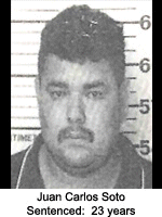 Photograph of Juan Carlos Soto  with text Sentenced 23 years