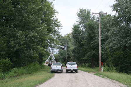 Power crews at work near Grayville, IL 