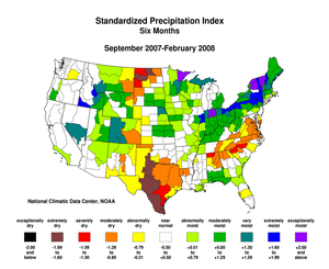 Map showing Standardized Precipitation Index