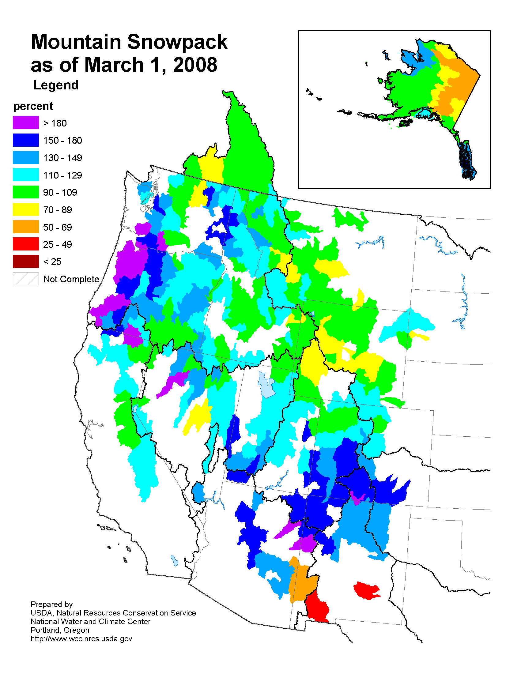 Map showing USDA Mountain Snow Course Snowpack Observations