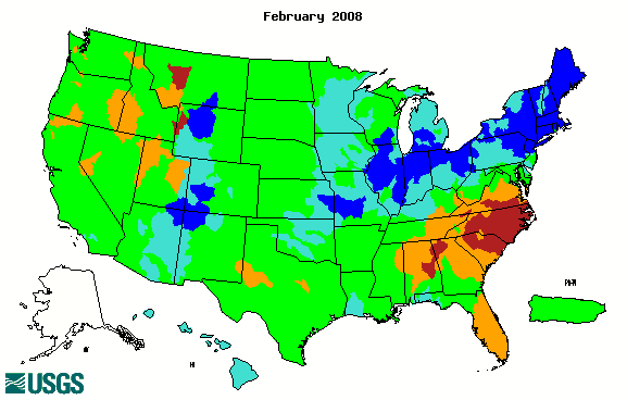 Map showing USGS Monthly Mean Streamflow