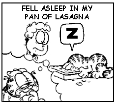 fell asleep in my pan of lasagna.