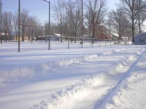 Snow scene at a Fort Branch, IN park