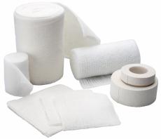 Photograph of gauze bandages and medical tape