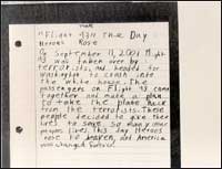Thumbnail of child's letter in remembrance of the one-year anniversary of September 11.