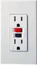 Two receptacle outlet with red and black test and reset buttons