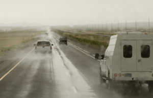 Figure 7. Photo. Traffic travels down I-80 in Pequop, Nevada. 