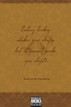 Poster: Eating turkey makes you sleepy, but it doesnt make you stupid.