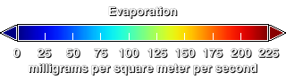 Evaporation color bar, with scale ranging from 0 to 225 mg/m2/sec.