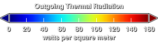 Thermal radiation color bar ranging from 0 to 160 W/m2.