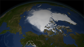 This still image shows the September mean sea ice concentration computed from the years 2003 through 2005.