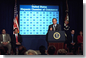 President George W. Bush addresses the Hispanic Chamber of Commerce in the Presidential Hall at Dwight D. Eisenhower Executive Office Building March 6, 2002. "I want everybody who wants to start their own business to feel comfortable in doing so, and have an opportunity to succeed in America," said President Bush. White House photo by Tina Hager.