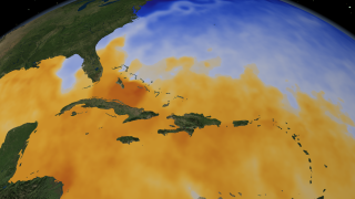 This images shows sea surface temperature over the Gulf of Mexico on 6/16/2006.
