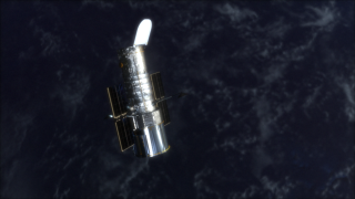 The Hubble Space in orbit in its post-servicing mission 3B configuration. 