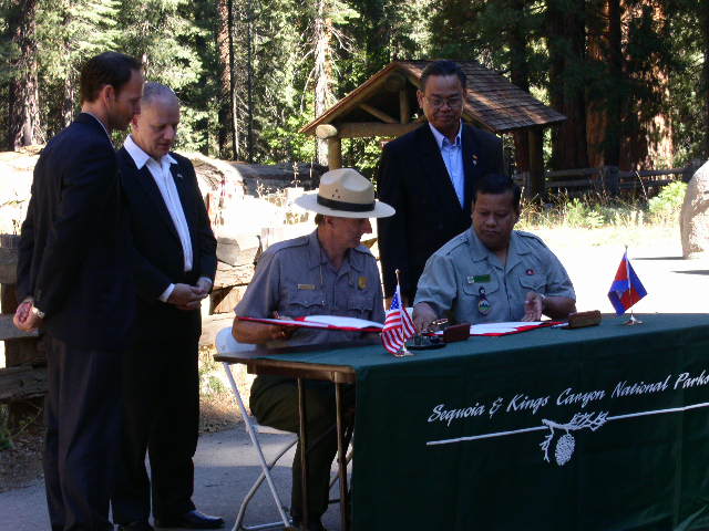 Sequoia and Kings Canyon Superintendent Craig C. Axtell and Cambodian Director of Conservation and Parks signed a Sister Park Agreement Oct. 3, 2006