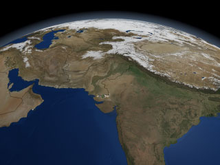  This still image shows landcover  over Western Asia in January 2004.