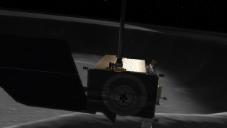 This animation tracks with LRO as it passes above a large lunar crater.