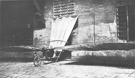 Louis Mouillard's fixed-wing glider with cambered bird-like wings..
