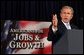 President George W. Bush discusses his Tax Relief plan at the U.S. Chamber of Commerce Tuesday, May 6, 2003. "You'll hear all kinds of rhetoric about how this plan is not fair. Well, let me just describe to you what it means to the family of four making $40,000 a year. It means their taxes would go from $1,178 a year to $45 a year," explained President Bush. "That's what that means. That sounds fair to me."  White House photo by Tina Hager