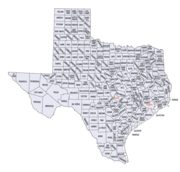 Map outlining 254 counties of Texas