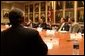 President George W. Bush addresses medical liability reforms during a roundtable discussion at High Point University, Greensboro, N.C., Thursday, July 25.  