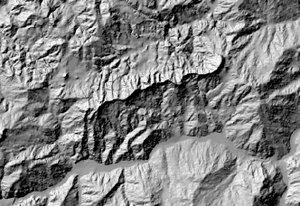 Hillshade model derived from a Digital Elevation Model (DEM) of the Valestra area in the northern Apennines (Italy)